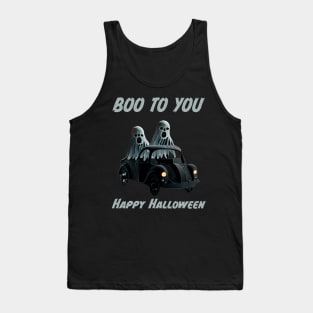 Boo to You 2 Ghosts in a Car for Halloween Parade Tank Top